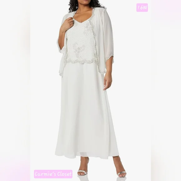 NWTOBO J Kara Women's Plus Size Beaded Jacket Dress 16W NWTOBO J Kara Women's Plus Size Beaded Jacket Dress 16W